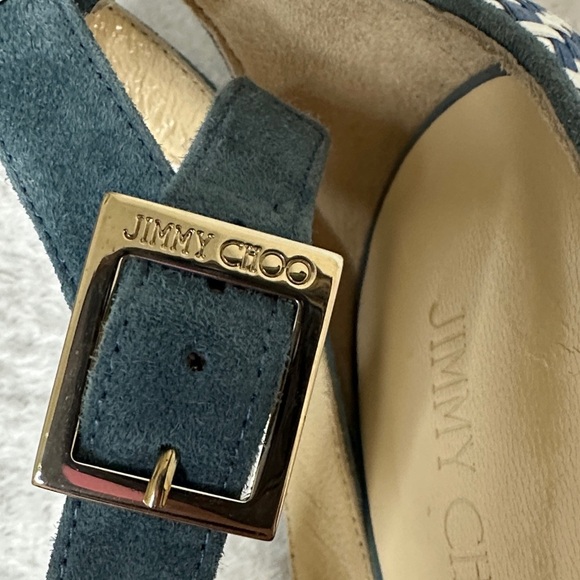 Jimmy Choo Blue and White Wedge Sandals - Picture 15 of 17